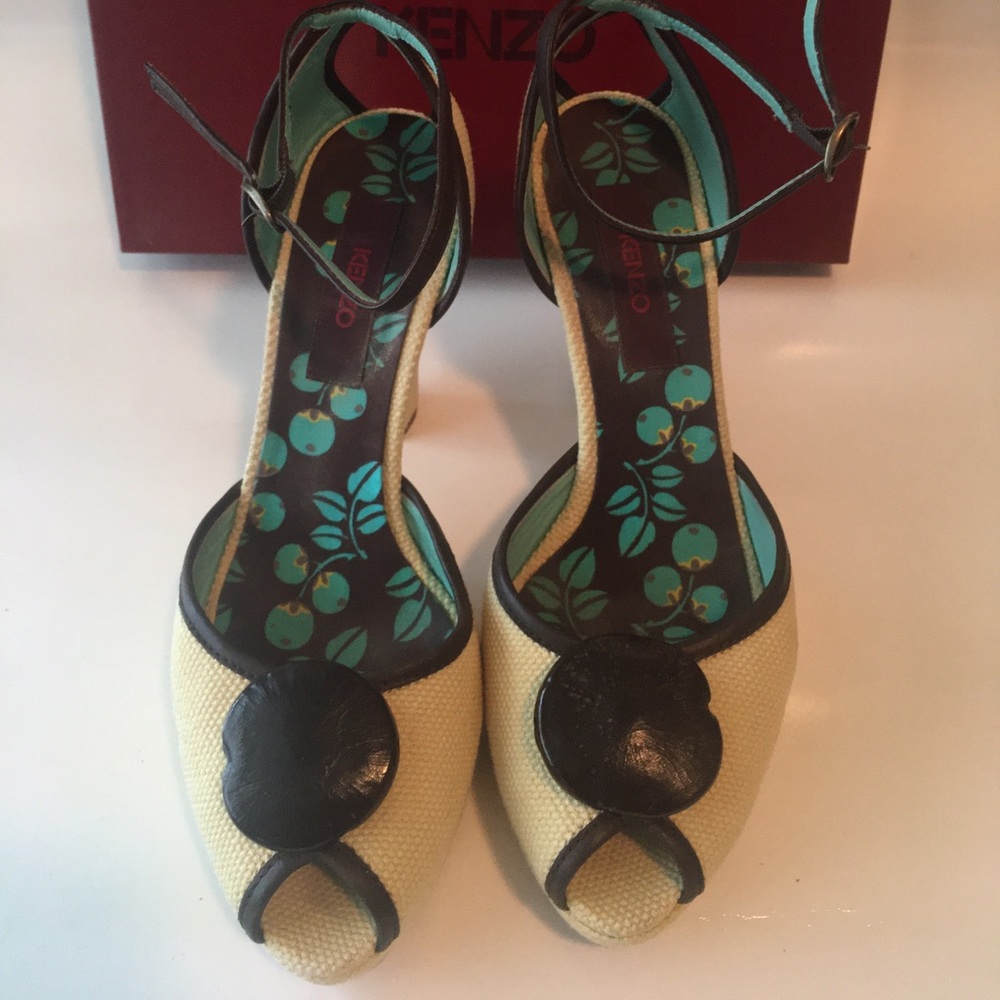 💕Kenzo 3 ½’ Canvas heel open toe shoes *host pick *